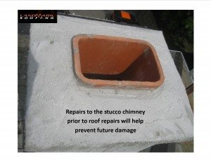 repair to stucco chimney prior to roof repair